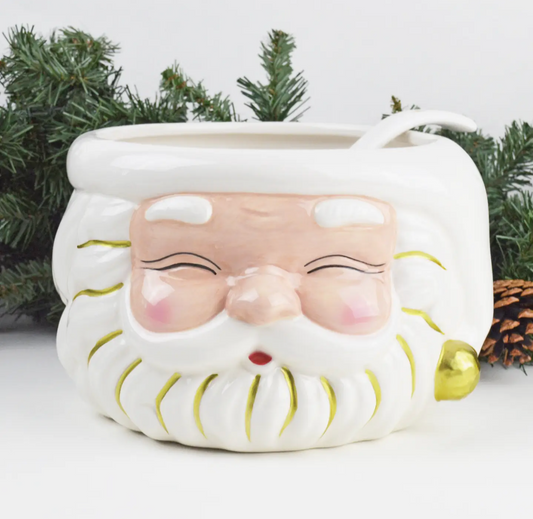 White & Gold Santa Punch Bowl and Ladle