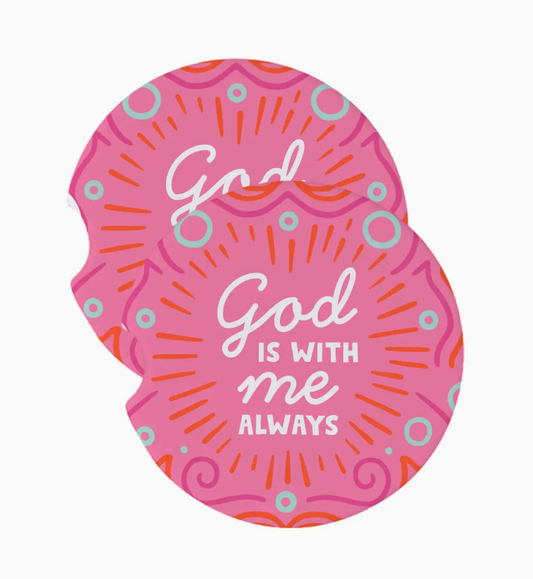 God Is With Me Car Coasters