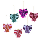 Striped Bow Glass Ornaments