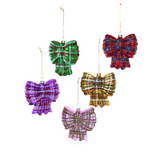 Plaid Bow Glass Ornaments