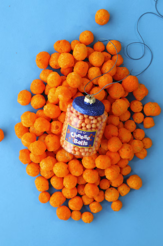 Cheese Balls Glass Ornament