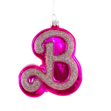 Pink "B" Glass Ornament