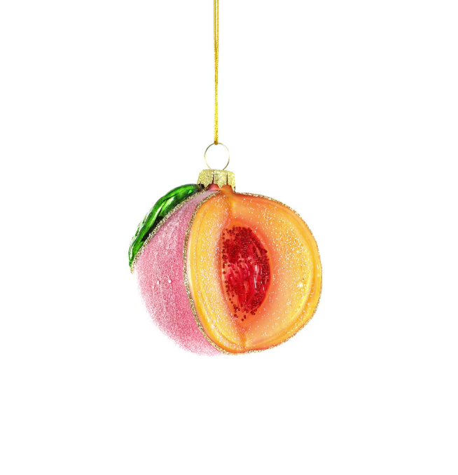 Sugared Peach Glass Ornament