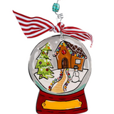 Gingerbread House Snow Globe Flat Ornament