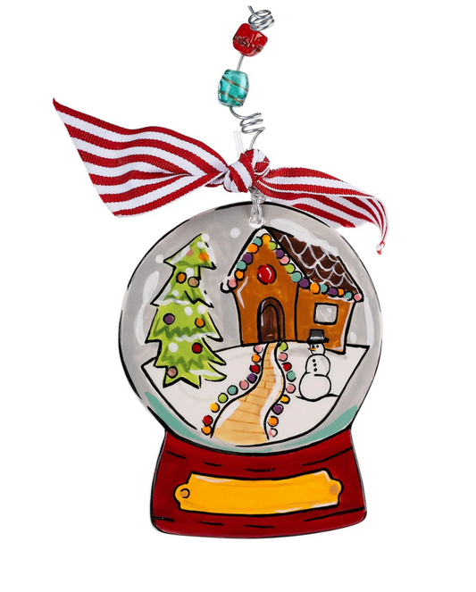 Gingerbread House Snow Globe Flat Ornament