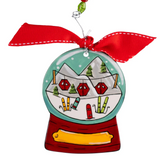 Skiing Snow Globe Flat Ornament