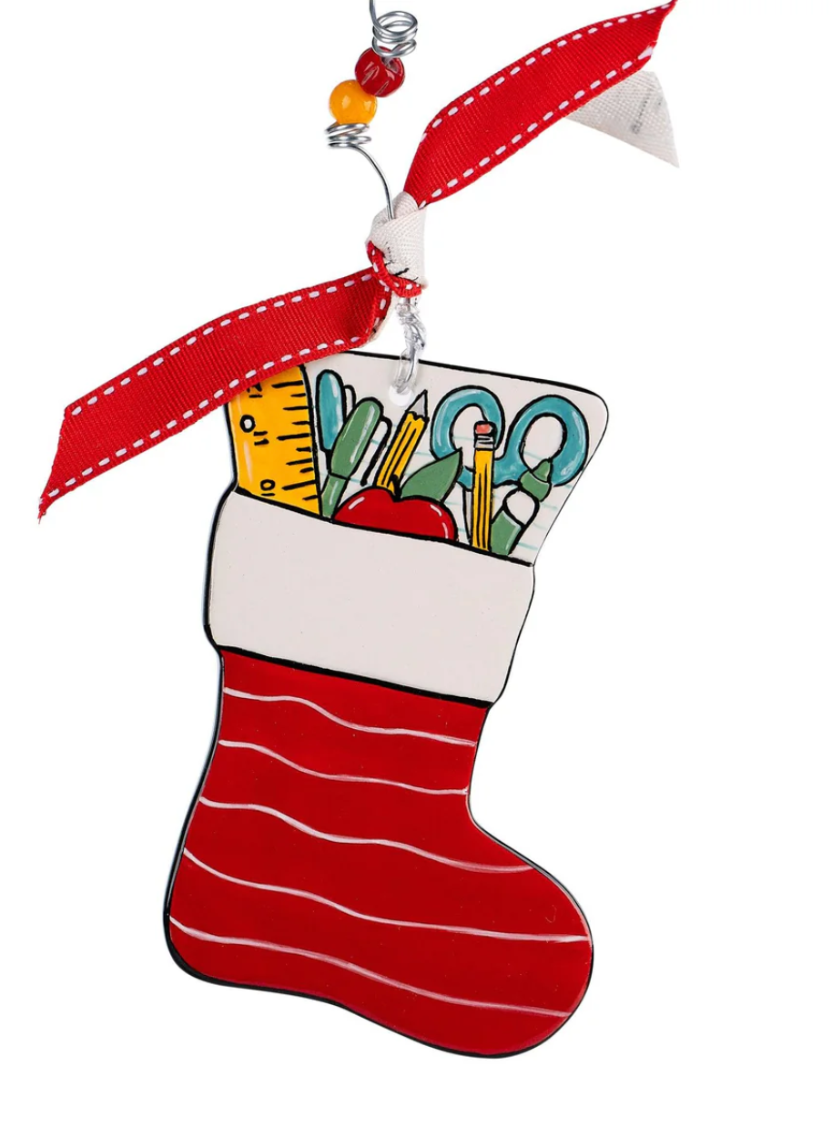 Teacher Stocking Flat Ornament