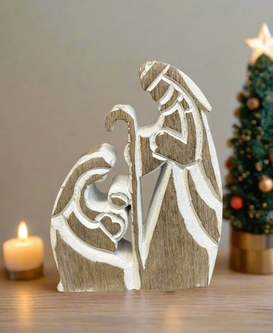 Small Wooden Nativity Sitter