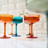 Acrylic Muted Ribbed Coupe Glasses (Set of 6)