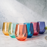 Colored Acrylic Stemless Wine Glasses (Set of 6)