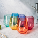 Colored Acrylic Stemless Wine Glasses (Set of 6)