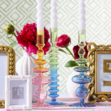 Hand-Blown Glass Taper Candlestick Holders