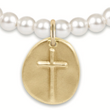 Classic Pearl 4mm Bead Bracelet w/ Inspire Gold Charm