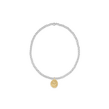Classic Sterling Mixed Metal 2mm Bead Bracelet w/ Inspire Love Charm