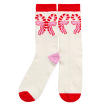 Candy Cane Bow Socks