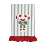 Tea Towel Candy Cane Embroidered