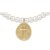 Classic Pearl 4mm Bracelet w/ Inspire Gold Charm (extends)