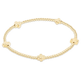 Signature Cross Small Gold Pattern 2mm Bead Bracelet