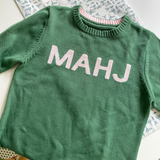Mahj Knit Sweater- Green/Blush