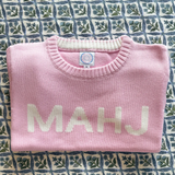 Mahj Knit Sweater- Pink/White