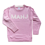 Mahj Knit Sweater- Pink/White