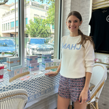 Mahj Knit Sweater- White/Blue