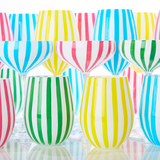 Stripe Stemmed Wine Glass