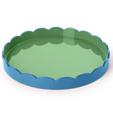 Scalloped Blue & Green Dual Tone Lacquered Trays