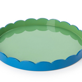 Scalloped Blue & Green Dual Tone Lacquered Trays