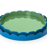 Scalloped Blue & Green Dual Tone Lacquered Trays
