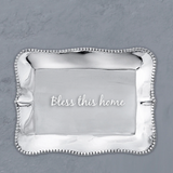 GIFTABLES Pearl Denisse Rectangular Engraved Tray "Bless this home"