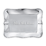 GIFTABLES Pearl Denisse Rectangular Engraved Tray "Bless this home"