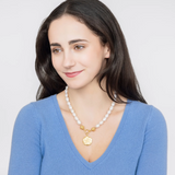 Susan Shaw: Gold Oyster Plate Large Fresh Water Pearl Necklace
