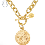 Susan Shaw: Blue Willow Plate Gold Toggle Necklace