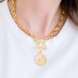 Susan Shaw: Blue Willow Plate Gold Toggle Necklace