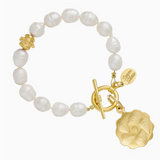 Susan Shaw: Gold Oyster Plate Fresh Water Pearl Bracelet