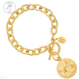 Susan Shaw: Blue Willow Plate Gold Toggle Bracelet