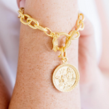 Susan Shaw: Blue Willow Plate Gold Toggle Bracelet