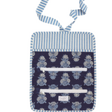 Navy Block Print Jewelry Roll