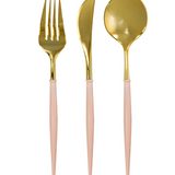Blush & Gold Bella Assorted Plastic Cutlery/24pc, Service for 9