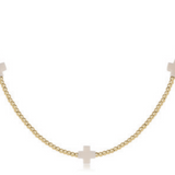 Enewton 15" Choker Beaded Signature Cross 2mm Off-White