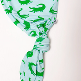 Blue Alligators Knotted Infant Gown