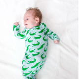 Blue Alligators Knotted Infant Gown