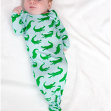 Blue Alligators Knotted Infant Gown