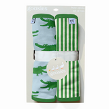 Blue Alligator Plaid Burp Cloths Set of 2