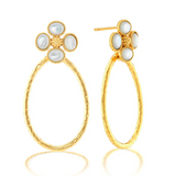 Berry Clover Teardrop Earrings, MOP