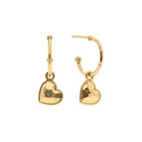 Love Hoop Earrings with Heart Charm Gold