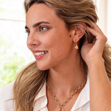 Love Hoop Earrings with Heart Charm Gold