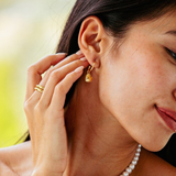 Love Hoop Earrings with Heart Charm Gold