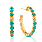 Berry Gem Medium Hoop Earrings - Turquoise